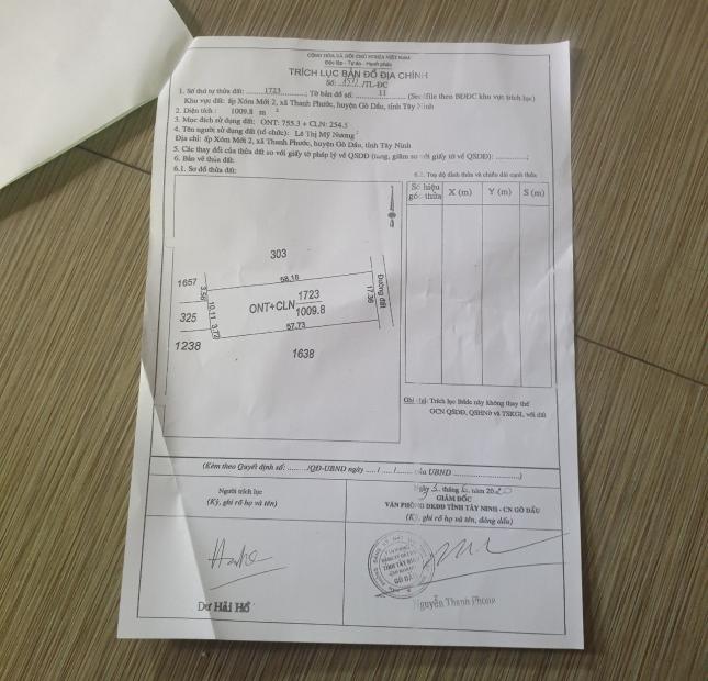 Chủ ngộp gửi bán 1009m2 đất và nhà Xã Thanh Phước, Gò Dầu, Tây Ninh