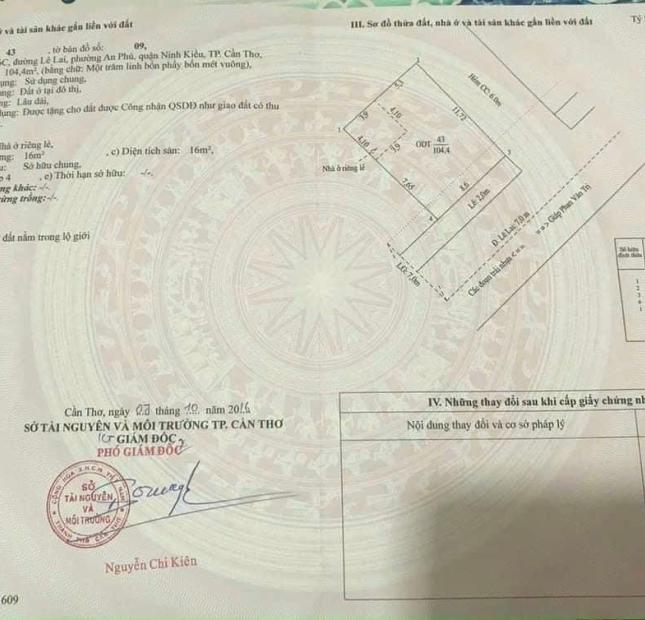 BÁN NHÀ GÓC 2 MẶT TIỀN ĐƯỜNG LÊ LAI, NINH KIỀU, CẦN THƠ - NHÀ GẦN CV LƯU HỮU PHƯỚC