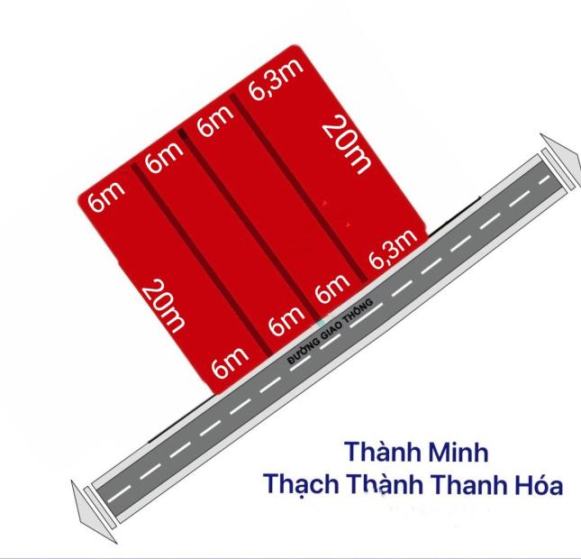 Bán 4 lô Đất Liền Kề 6x20m, 100m2 Thổ Cư, Khu Dân Cư tại Thạch Thành, Thanh Hóa