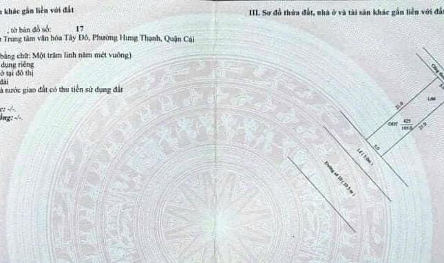 Bán nền khu Văn Hoá Tây Đô đường số 10 , Sổ hồng giá chỉ 2,9 tỷ