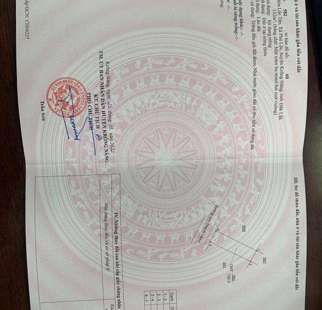 Bán đất thổ cư khu hành chính Phú Lộc Krông Năng giá 650 triệu