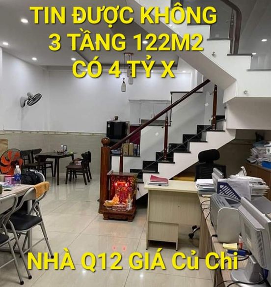 Kèo Thơm - 122m2 3 tầng giá có 4 tỷ x Phú Đông Quận 12 TPHCM