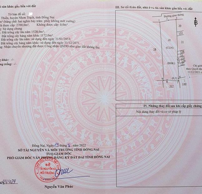 2700m2 Đất 2 Mặt Tiền tại Xã Phước Thiền, Nhơn Trạch - Cơ Hội Đầu Tư Độc Đáo
