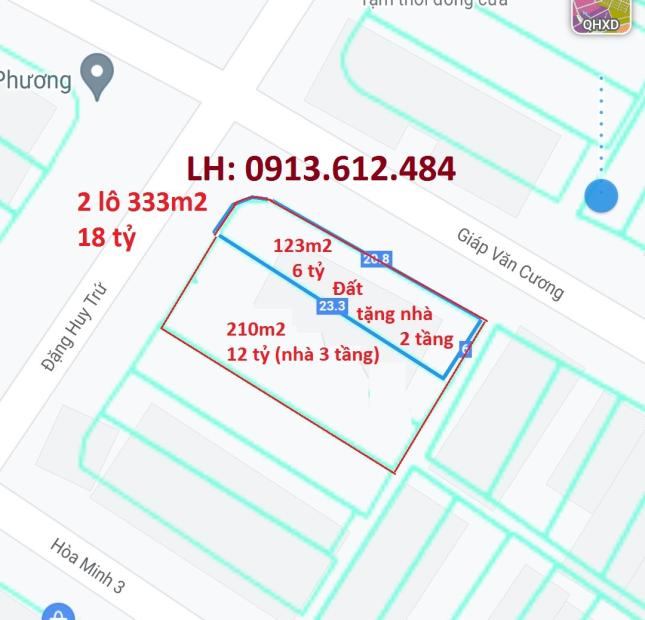 ►Lô 2 Mặt Tiền sát Biển Nguyễn Tất Thành, Đặng Huy Trứ, 123m2, 6 tỷ
