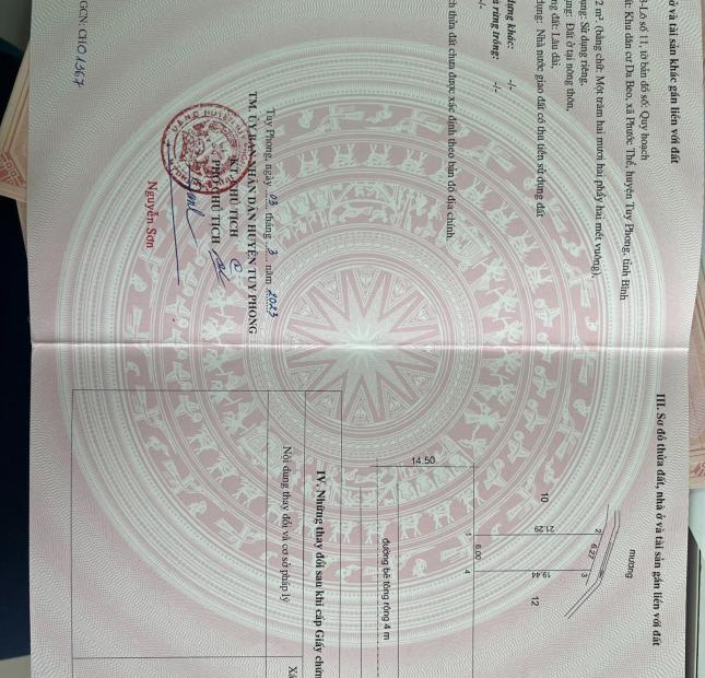 Chuyển nhương Suất Đất ở dành cho Kỹ sư tại KCN Tuy Phong giá Chỉ 739 Triệu 