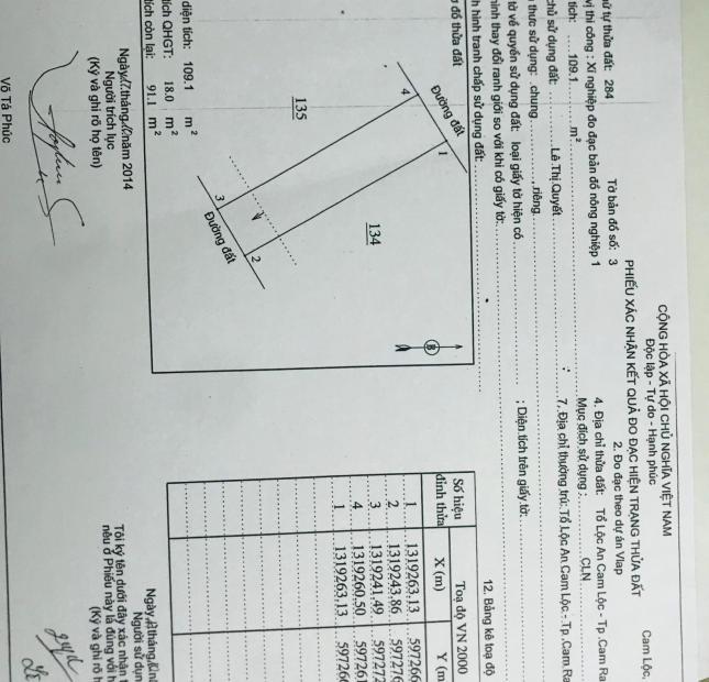 Bán 2 lô liền kề , một lô có sổ, 1 lô viết tay, tại Lộc An, Cam Lộc , Cam Ranh, Khánh Hoà.