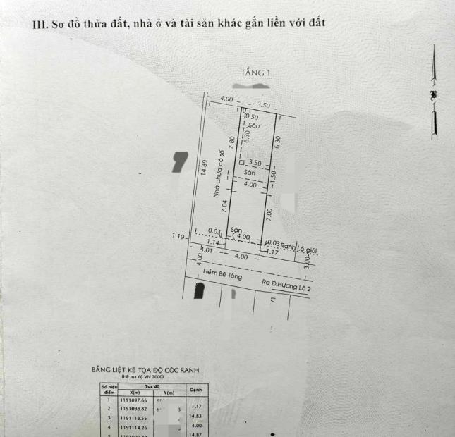 Giá tốt,nhà trệt lửng 64m2 HXH Hương Lộ 2,Bình Trị Đông A, Bình Tân, giá 3.85 tỷ