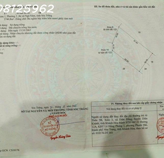 Chính chủ bán 3 lô đất ở khóm 1, phường 2, Thị xã Ngã Năm, tỉnh Sóc Trăng