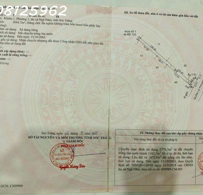 Chính chủ bán 3 lô đất ở khóm 1, phường 2, Thị xã Ngã Năm, tỉnh Sóc Trăng