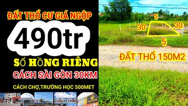 đất thổ cư sát thị trấn hiệp hòa đức hòa mà có 490tr, 5x30