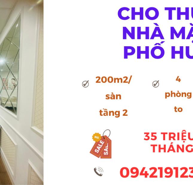 Cho thuê 200m2 nhà mặt phố Huế vị trí đẹp, hợp làm Spa, văn phòng, TT dạy học