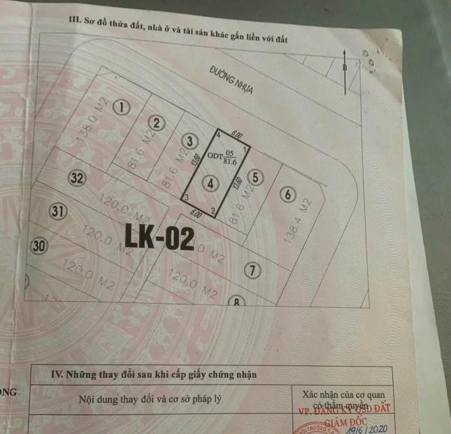 BÁN LK2-4 KĐT THẨM GIA. DT:81.6M2,MT:6M.H:ĐB HÀNG HIẾM THỊ TRƯỜNG !!!