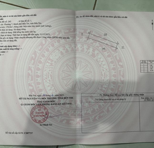 ĐẤT ĐẸP - GIÁ TỐT - Cần Bán Nhanh 3 Lô Đất Liền Kề Tại Phường 7 - TP Bến Tre