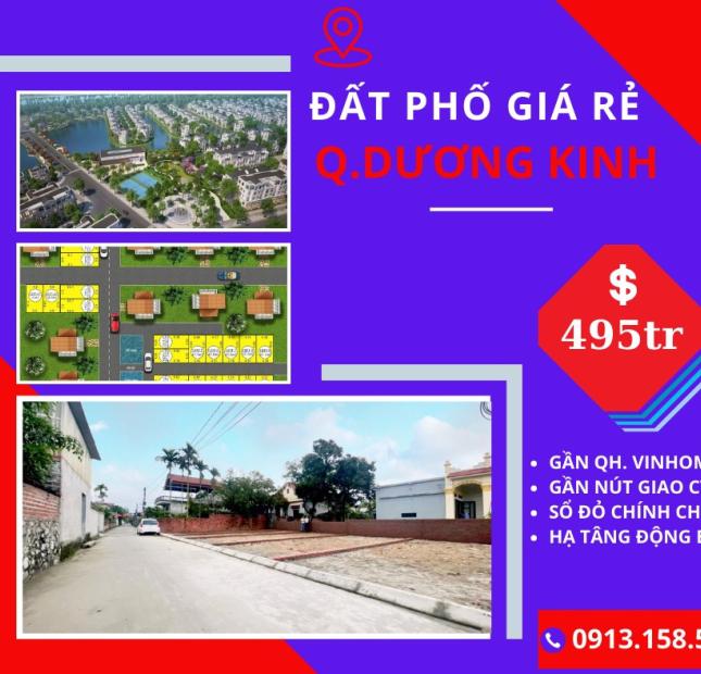 Đất đô thị trung tâm Quận Dương Kinh gần chợ,trường học, giá chỉ 495tr/lô đã bao gồm chi phí sang