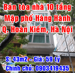 Bán nhà mặt phố Hàng Hành, Phường Hàng Trống, Quận Hoàn Kiếm, 43m2 giá 59 tỷ