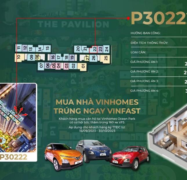 Bán ngay căn hộ 2PN Pavilion Premium Vinhomes Ocean Park Gia Lâm, Hà Nội