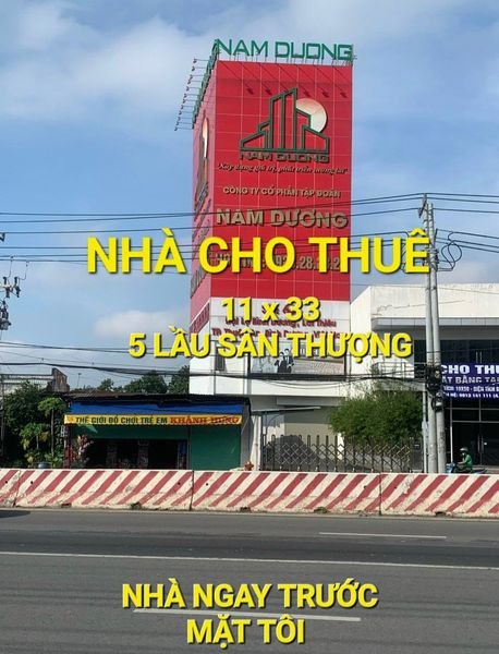 NHÀ Cho Thuê - Toà Nhà Khủng 333m2 5 lầu QL13 Thuận An Bình Dương