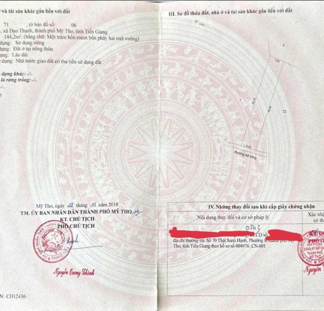 CHÍNH CHỦ BÁN ĐẤT FULL THỔ CƯ SỔ HỒNG RIÊNG GIÁ RẺ TRUNG TÂM ĐẠO THẠNH-MỸ THO