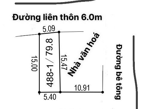 Vài trăm triệu lô 80m2 mặt tiền 5,1m. Nở hậu thu hút tài lộc. 
 trục chính liên thôn, kinh doanh