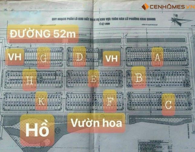 Bán đất dv Hán Lữ , Khai Quang, Vĩnh Yên Diện tích : 102m2 Giá : 2,4 tỷ