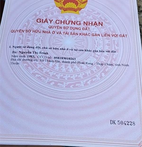ĐẤT ĐẸP - GIÁ TỐT - Cần Bán Nhanh Lô Đất Vị Trí Đắc Địa Tại Xã Thành Hải, Phan Rang - Tháp Chàm
