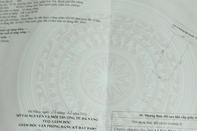 Bán 61m2 đất ở đô thị kiệt xe tải 2 tấn đường Ngô Quyền, Sơn Trà, Đà Nẵng chỉ 2.3 tỷ