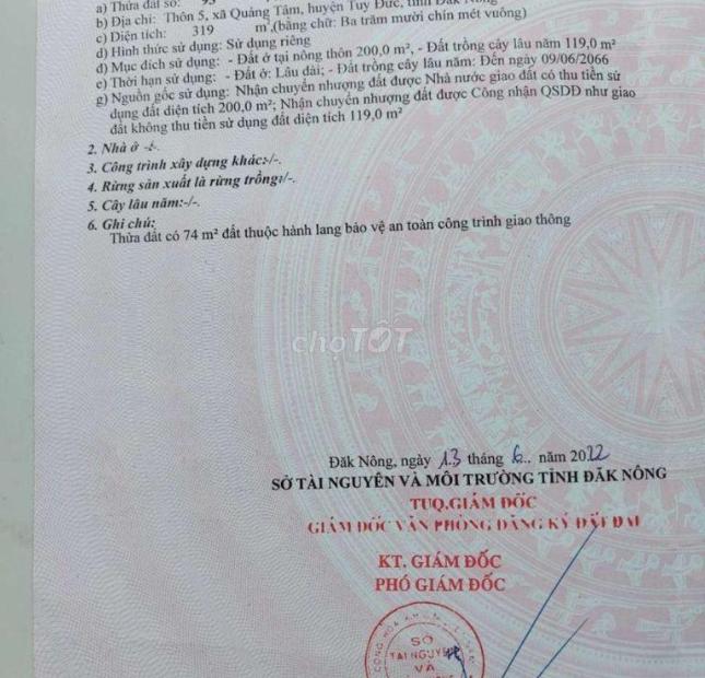 ĐẤT ĐẸP - GIÁ TỐT – Chính Chủ Bán Nhanh Lô Đất Vị Trí Đẹp Tại Xã Quảng Tâm, Huyện Tuy Đức, Đắk Nông