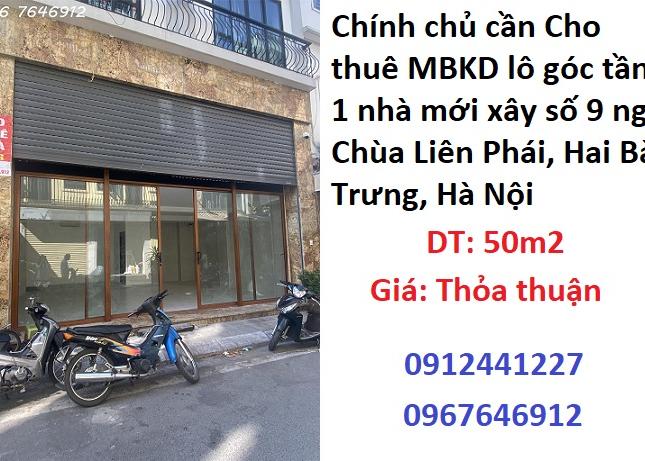 ✨Chính chủ cần Cho thuê MBKD lô góc tầng 1 nhà mới xây số 9 ngõ Chùa Liên Phái, Hai Bà Trưng; 0912441227