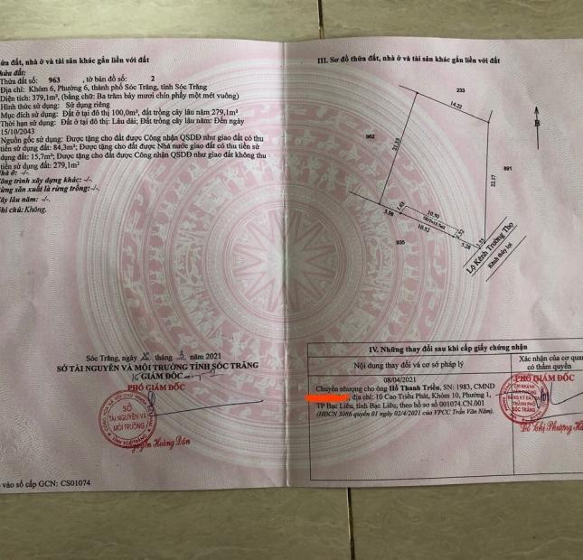 CHÍNH CHỦ Cần Bán Nhanh 2 Lô Đất Vị Trí Đắc Địa Tại Phường 6, TP Sóc Trăng , Sóc Trăng