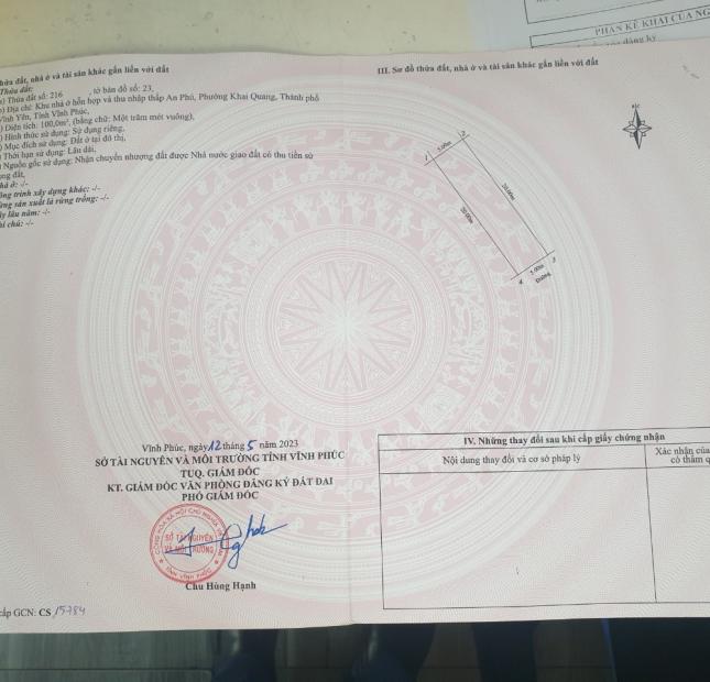 Bán 100m2 đất trong khu chung cư An Phú, Khai Quang