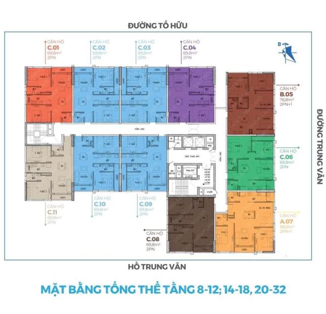 Bán căn hộ NHS Trung Văn, diện tích 70m2 giá gốc chỉ 19.5 tr/m2, quý 4/2024 nhận nhà