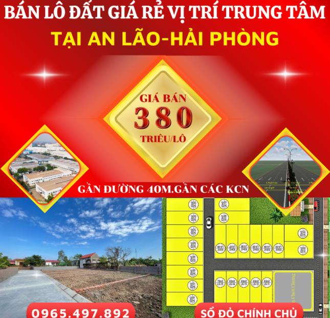 Cấn tiền bán 2 lô đất liền kề giá siêu rẻ chỉ 380tr/lô nằm gần KCN An Lão Hải Phòng.