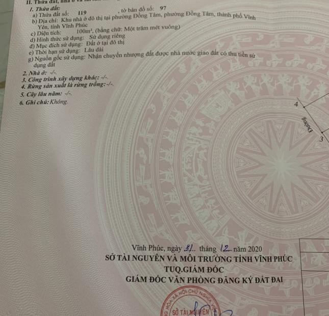 Bán lô đất Vân Hội City, Đồng Tâm, Vĩnh Yên, Vĩnh Phúc. Giá 1.85 tỷ