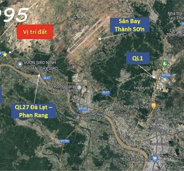 Mặt QL27 (PR - Đà Lạt); 200m tới cao tốc, DT 20x50m, sân bay Thành Sơn 5km, cách biển 12Km