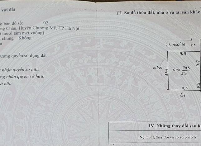 Chủ cần bán nhanh lô đất 58m2 tại thôn Phượng Nghĩa, phụng châu chương Mỹ hà nội. 
Dt 58 m2, bán