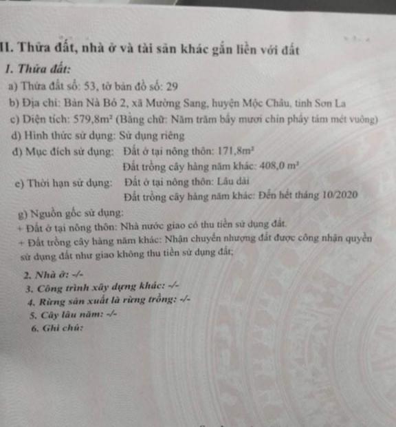 Cần bán gấp mảnh đất có vị trí cực đẹp nằm tại trung tâm Mộc Châu