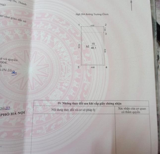 Căn nhà Mặt Ngõ thông Kinh Doanh 4 Tầng Đường Trường Chinh, thông sang phố tôn thất tùng, Khương