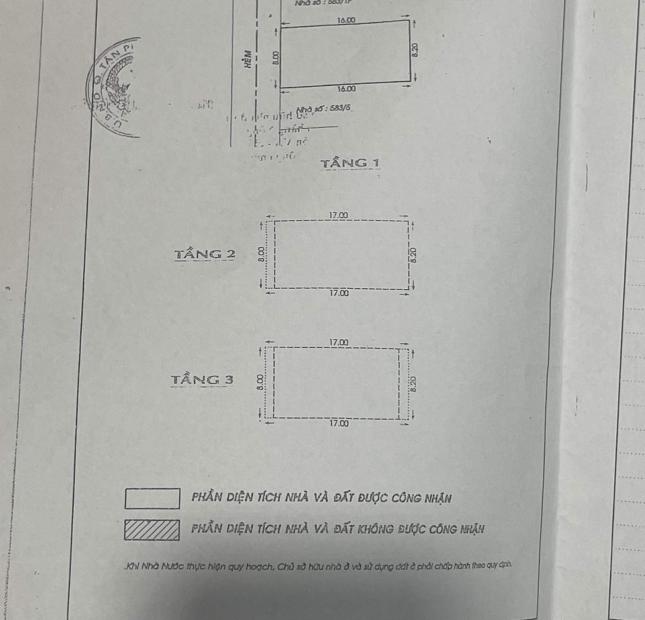 Bán nhà hẻm 6m Tân Kỳ Tân Quý, 8x16m, 2 lầu, Giá 10.5 tỷ TL