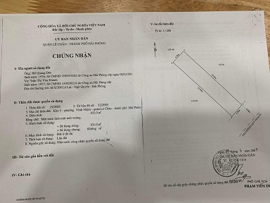 Chính chủ cần bán lô đất tại Quận Lê Chân -Tp Hải Phòng