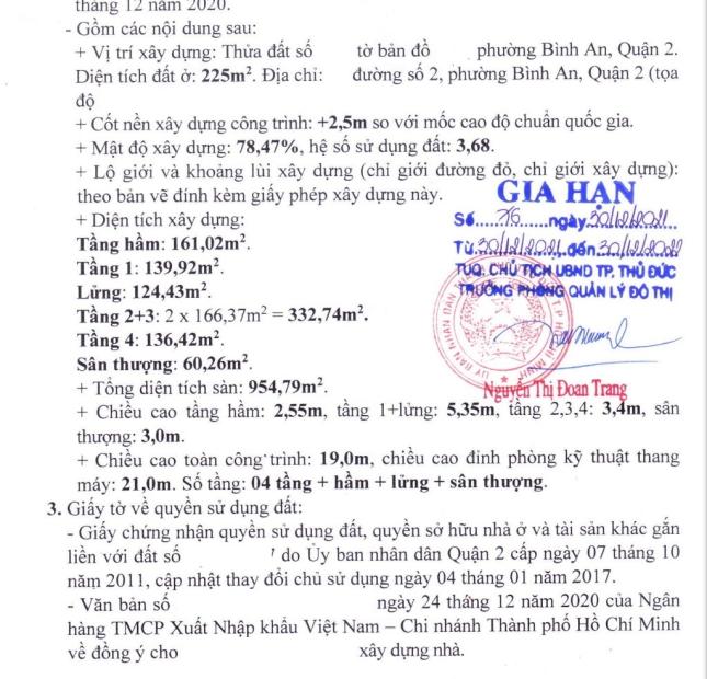 Bán đất có GPXD hầm 6 tầng khu Trần Não giá 53 tỷ TL