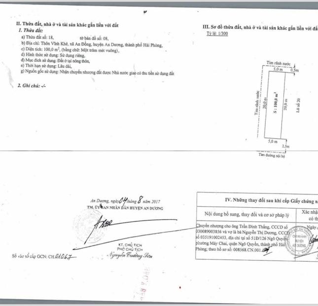 Bán nhà 2 tầng ở đường Máng Vĩnh Khê An Đồng ,100m2, 2,85 tỷ