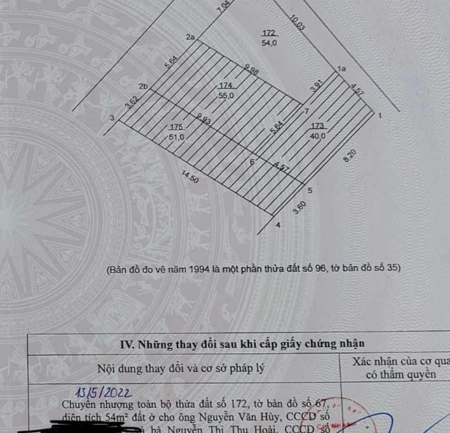 Gấp gấp gấp mảnh đất  Ngũ Hiệp 2,8tỷ rộng 54m2 mặt tiền 8m, lô góc thoáng vĩnh viễn..