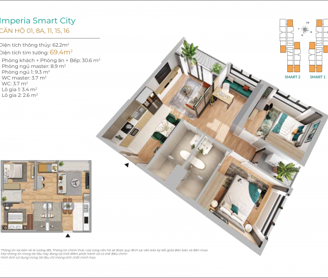 Bán căn hộ tầng trung Imperia Smart City Tây Mỗ nhỉnh 3 tỷ suất ngoại giao