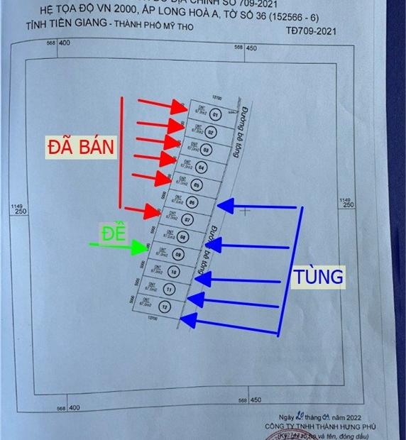 Đất thổ cư SHR ấp Long Hoà A, xã Đạo Thạnh, TP Mỹ Tho, 66m2 chỉ 550 triệu.